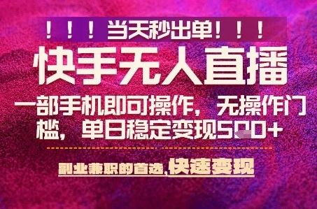 快手无人不封号最新AI转播玩法,当天见收益,轻松日入5张+,一部手机就可以操作【揭秘】-网创百晓生