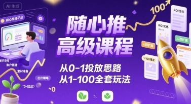 随心推高级课程，从0-1投放思路，也有从1-100的全套玩法-网创百晓生