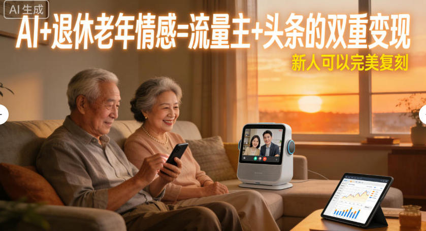 AI+退休老年情感=流量主+头条的双重变现，新人可以完美复刻-网创百晓生