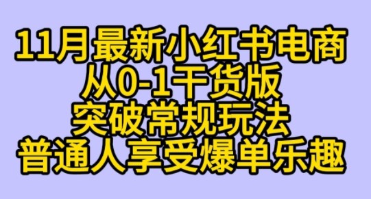 K总部落《11月小红书电商最新玩法从0-1突破平台流量》-网创百晓生