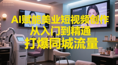 AI赋能美业短视频创作，从入门到精通，打爆同城流量，超级AI工具短视频实操落地-网创百晓生