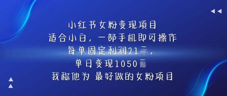 小红书女粉变现项目，单日变现1k+，最好做的女粉项目-网创百晓生