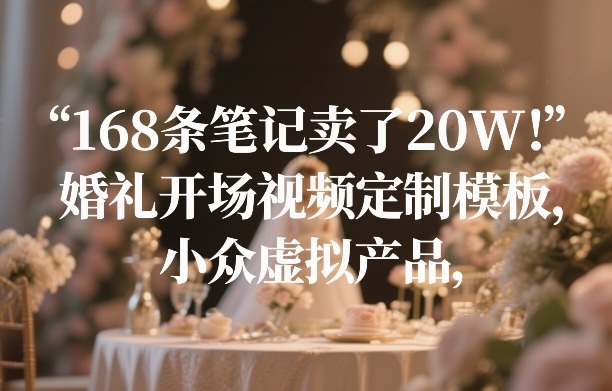 168条笔记卖了20W！婚礼开场视频定制模板，小众虚拟产品-网创百晓生