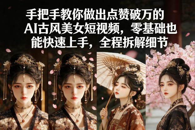 手把手教你做出点赞破万的AI古风美女短视频，零基础也能快速上手，全程拆解细节-网创百晓生