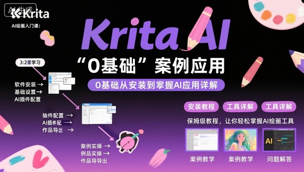 Krita AI绘画入门课，0基础从安装到案例应用krita AI使用详解-网创百晓生