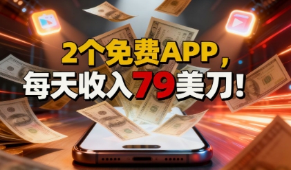 2个免费APP，轻松挣美刀，1天收入79刀，0门槛，当天就有收入-网创百晓生