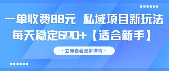 一单收费88元 私域项目新玩法 每天稳定6张+【适合新手】-网创百晓生