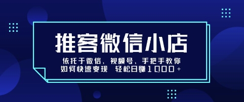 推客微信小店依托于微信、视频号，手把手教你如何快速变现 轻松日入1k+【揭秘】-网创百晓生