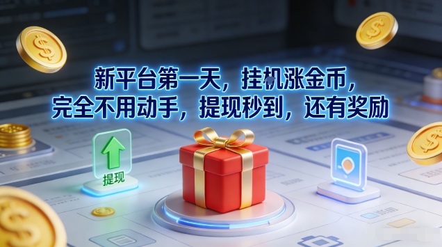 新平台第一天,挂G涨金币,完全不用动手,提现秒到,还有奖励【揭秘】-网创百晓生