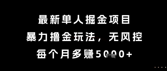 最新单人掘金项目，暴力撸金玩法，无风控，每个月多挣5k+【揭秘】-网创百晓生