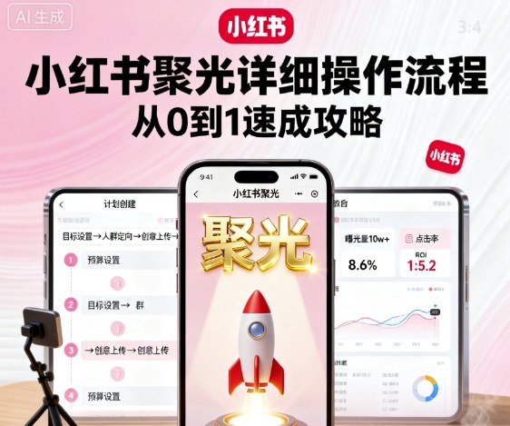 小红书聚光详细操作流程，小红书聚光从0到1速成攻略-网创百晓生