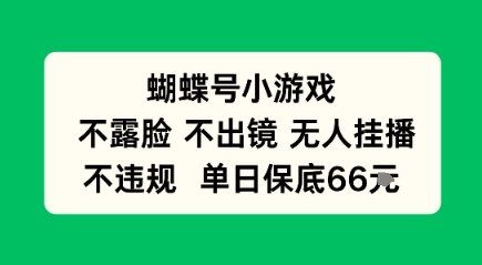 蝴蝶号小游戏，不露脸不出境 无人挂播，不违规 单日保底66米-网创百晓生