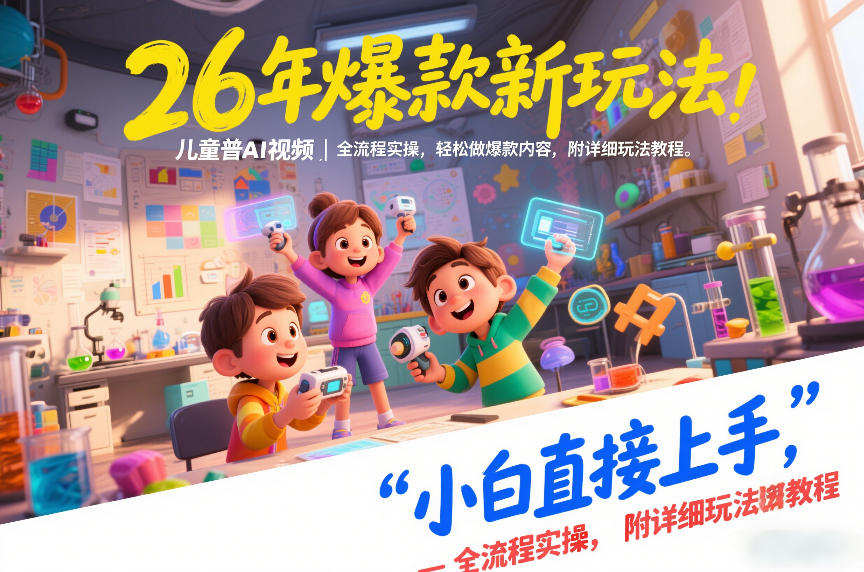 26年爆款新玩法,儿童科普AI视频,全流程实操,轻松做爆款内容,小白直接上手,附详细玩法教程-网创百晓生