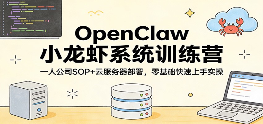 OpenClaw小龙虾系统训练营：一人公司SOP，云服务器部署，零基础快速上手实操-网创百晓生