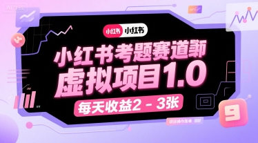 小红书考题赛道虚拟项目1.0，项目操作简单，每天收益2-3张-网创百晓生