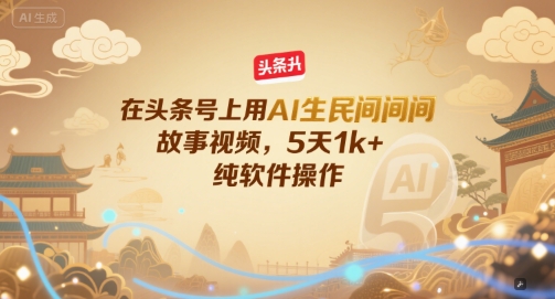 在头条号上用AI生民间故事视频，5天1k+，纯软件操作-网创百晓生