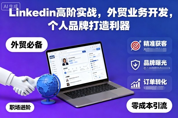 Linkedin高阶实战，外贸业务开发，个人品牌打造利器-网创百晓生