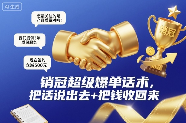 销冠超级爆单话术，把话说出去+把钱收回来-网创百晓生