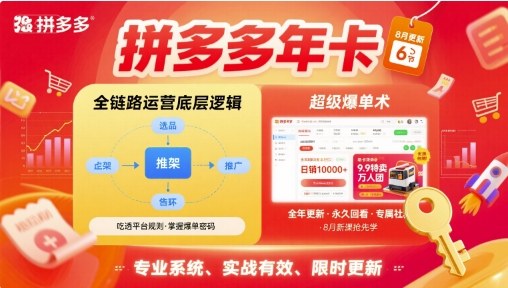 拼多多年卡，拼多多全链路运营底层逻辑，超级爆单术【更新26年1月】-网创百晓生