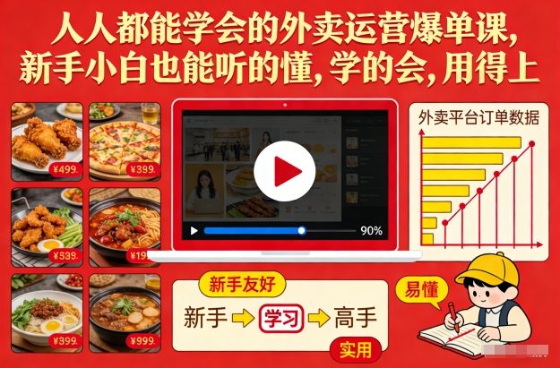 人人都能学会的外卖运营爆单课，新手小白也能听的懂，学的会，用得上-网创百晓生