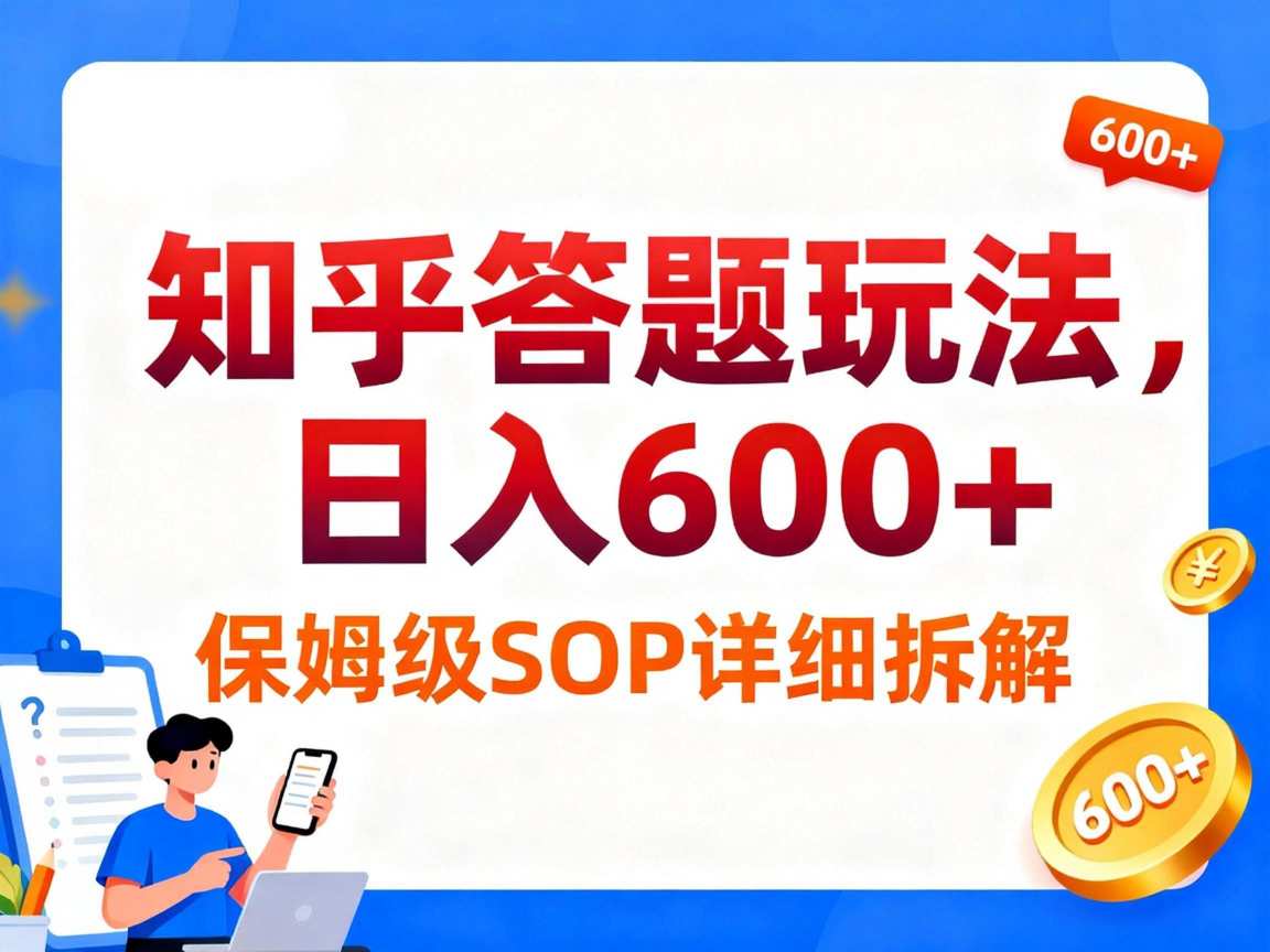 知乎答题玩法，日入6张，保姆级SOP详细拆解-网创百晓生