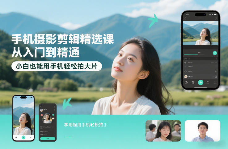 手机摄影剪辑精选课，从入门到精通，小白也能用手机轻松拍大片-网创百晓生