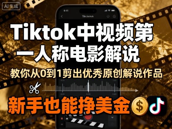 Tiktok中视频第一人称电影解说，教你从0到1剪出一个优秀的原创解说作品，新手也能挣美金-网创百晓生