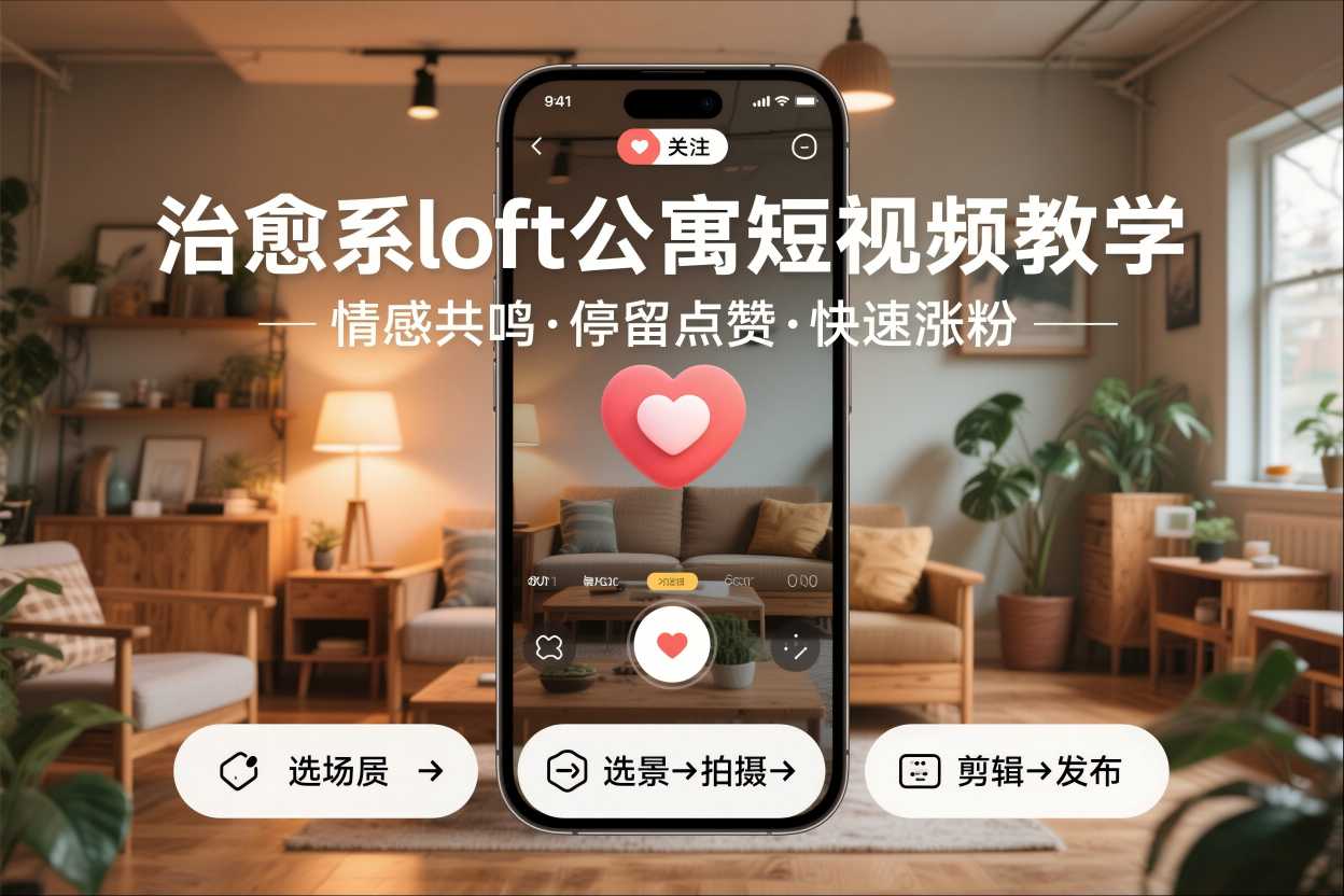 治愈系loft公寓短视频制作教学，情感共鸣引停留点赞关注，快速起号涨粉-网创百晓生