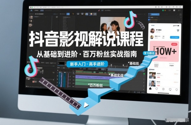 抖音百万粉丝影视解说课程，基础到进阶课，适合新手和进阶学习-网创百晓生