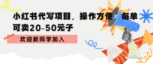 小红书代写项目,操作方便,每单可卖20-50米-网创百晓生