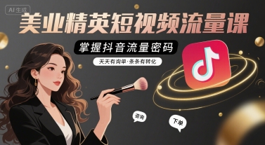 美业精英短视频流量课，掌握抖音流量密码，天天有询单，条条有转化-网创百晓生