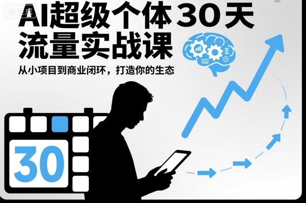 AI超级个体30天流量实战课，从小项目到商业闭环，打造你的生态-网创百晓生