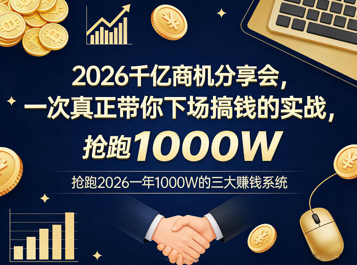 2026千亿商机分享会，一次真正带你下场搞钱的实战，抢跑2026一年1000W的三大賺钱系统-网创百晓生