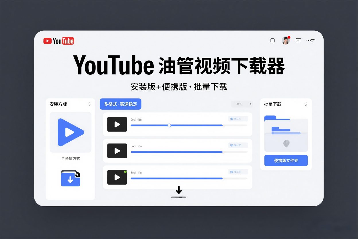 YouTube油管视频下载器安装版+便携版，可以批量下载多个视频-网创百晓生