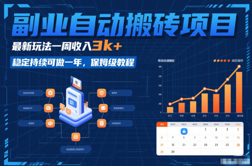 副业自动搬砖项目，最新玩法一周收入3k+，稳定持续可做一年，保姆级教程【揭秘】-网创百晓生