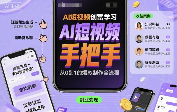 AI短视频创富学习，手把手教会你制作AI短视频-网创百晓生