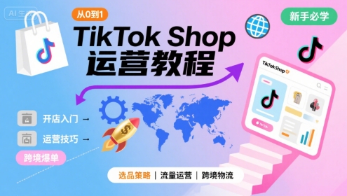 TikTok Shop从0到1运营教程，TikTok跨境电商新手必学课程-网创百晓生