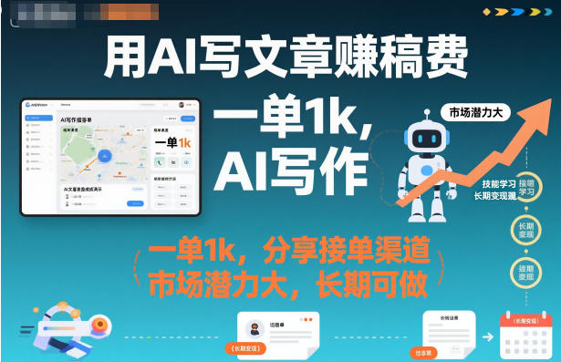 用AI写文章賺稿费，一单1k，分享接单渠道，市场潜力大，长期可做-网创百晓生