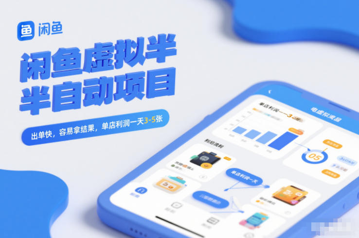 闲鱼虚拟半自动项目，出单快，容易拿结果，单店利润一天3-5张-网创百晓生