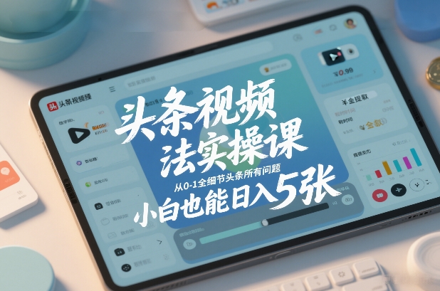 头条视频玩法实操课，从0-1全细节头条所有问题，小白也能日入5张-网创百晓生