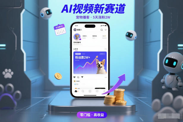 AI视频新赛道，宠物播客仅注册5天涨粉2W，收益非常可观-网创百晓生