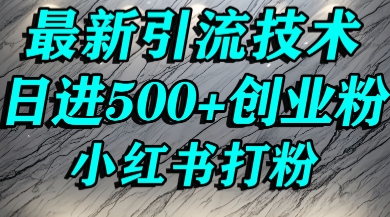 小红书精准引流创业粉，前辈求带孩子走投无路了，单人操作日引500+精准创业粉-网创百晓生