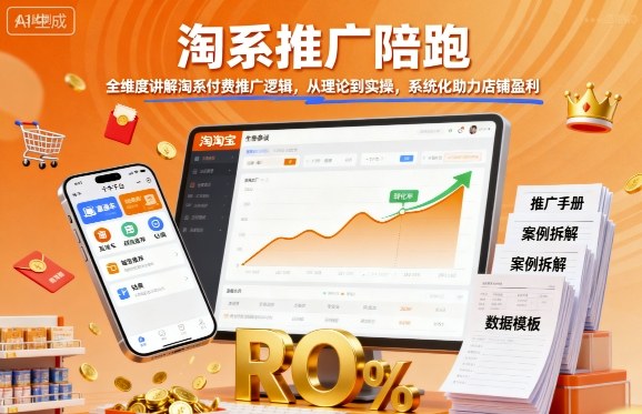 淘系推广陪跑，全维度讲解淘系付费推广逻辑，从理论到实操，系统化助力店铺盈利-网创百晓生