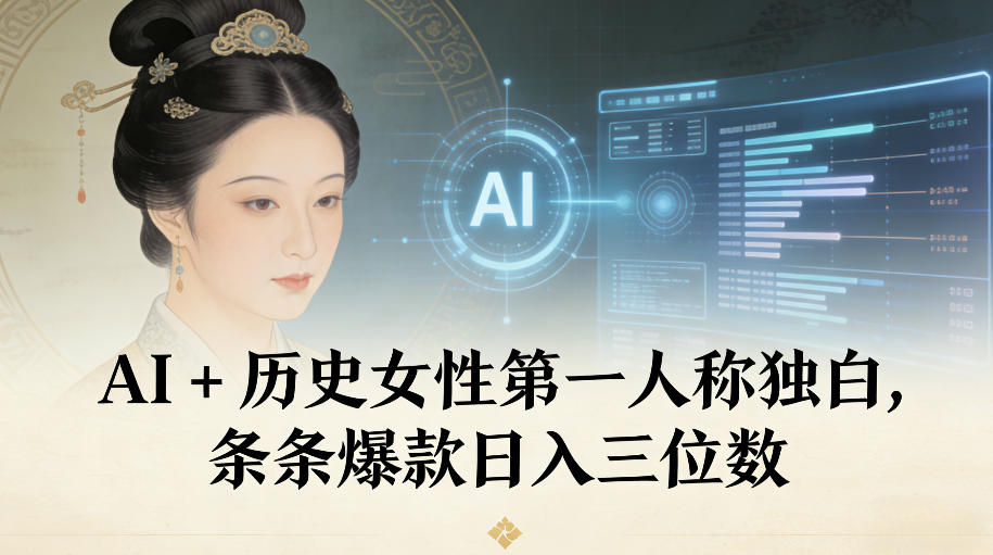 AI+历史女性第一人称独白,条条爆款日入三位数-网创百晓生