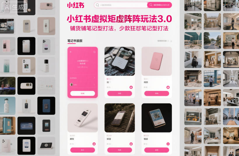 小红书虚拟矩阵玩法3.0，铺货铺笔记型打法，少款狂怼笔记型打法-网创百晓生