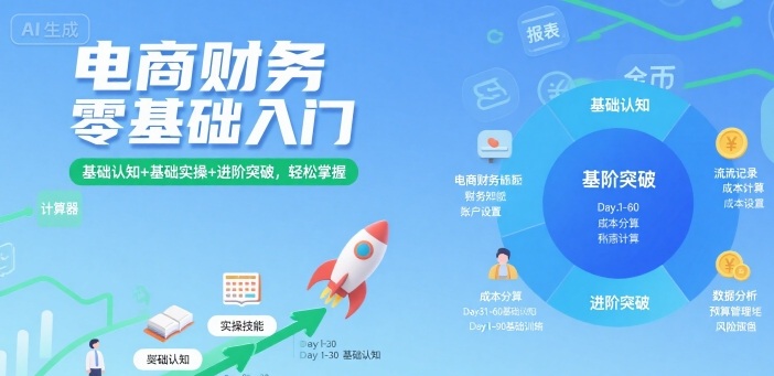 电商财务零基础入门，基础认知+基础实操+进阶突破，轻松掌握-网创百晓生