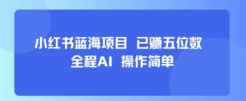 小红书蓝海项目，全程AI，操作简单，已挣五位数-网创百晓生