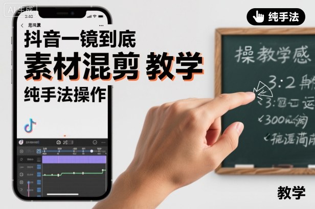 抖音一镜到底素材混剪教学，纯手法操作-网创百晓生