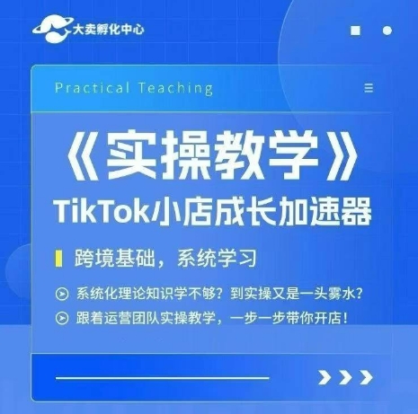 大卖家孵化中心TikTok实操课，TikTok小店成长加速器，跨境基础系统学习，一步一步带你开店-网创百晓生