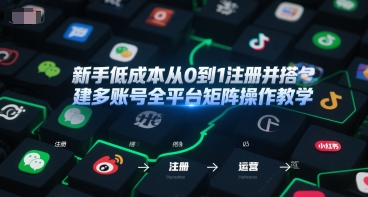 新手低成本从0到1注册并搭建多账号全平台矩阵操作教学，手机号-邮箱-IP-工具-网创百晓生